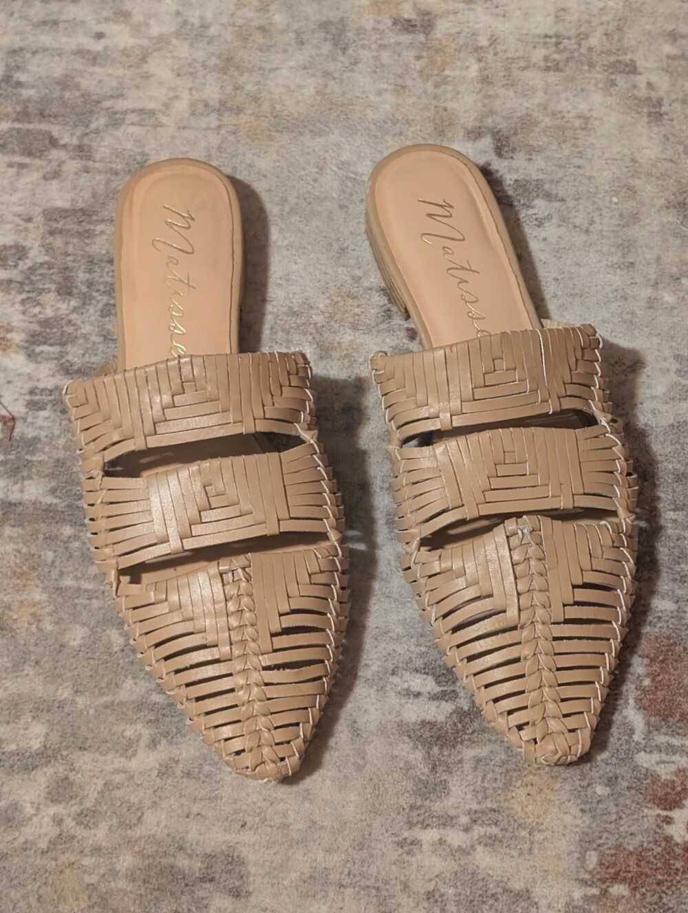 Anthropologie Matisse East End woven Leather Women's Tan Woven Mules
